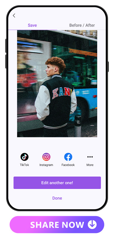 export and share UI of Vivid Glam